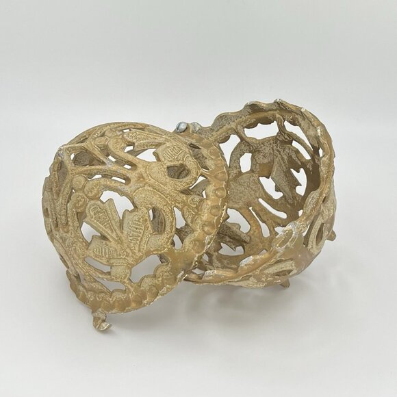 Vintage Cast Iron Potpourri Holder Mothball Cage Pierced Victorian Fleur-de-Lis - Picture 5 of 8